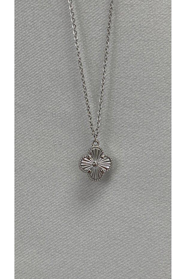 Tekli yonca çelik kolye - 3