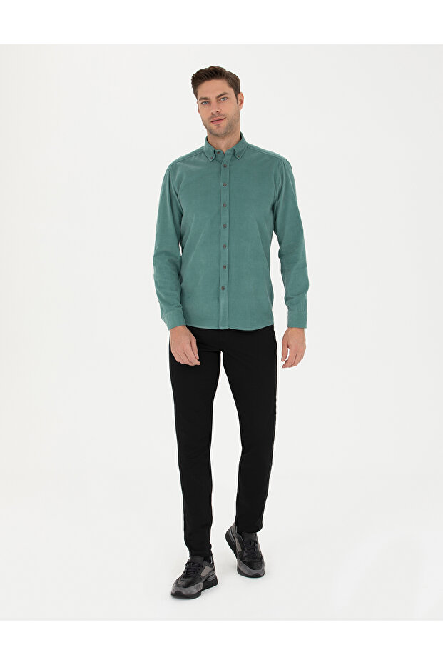 Black Slim Fit Canvas Trousers 50278469 -Vr046