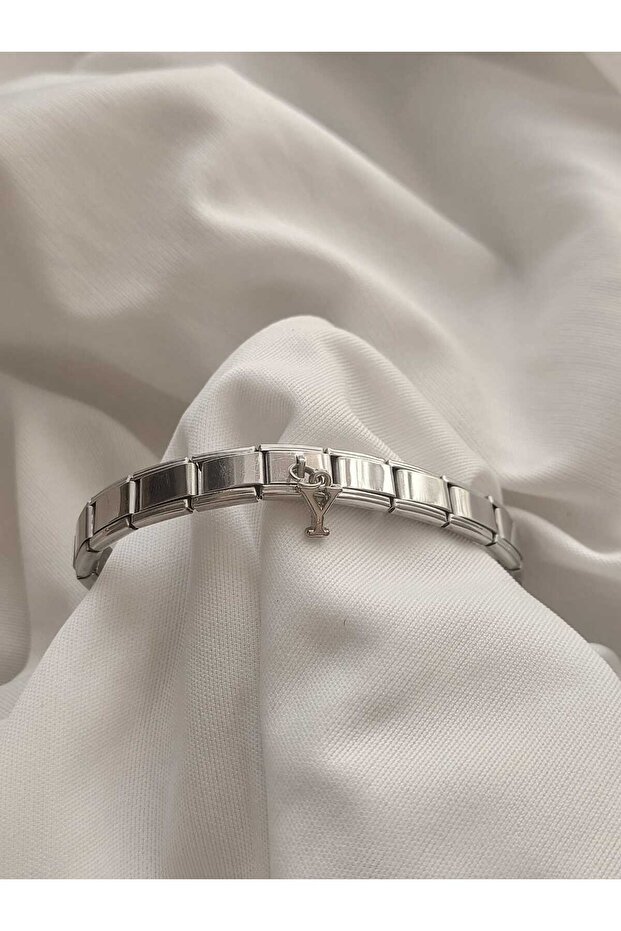 Steel Dangle Y Letter Italian Charm Bracelet
