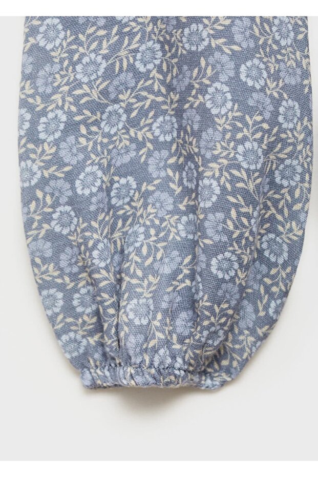 Düğmeli çiçekli elbise - 5