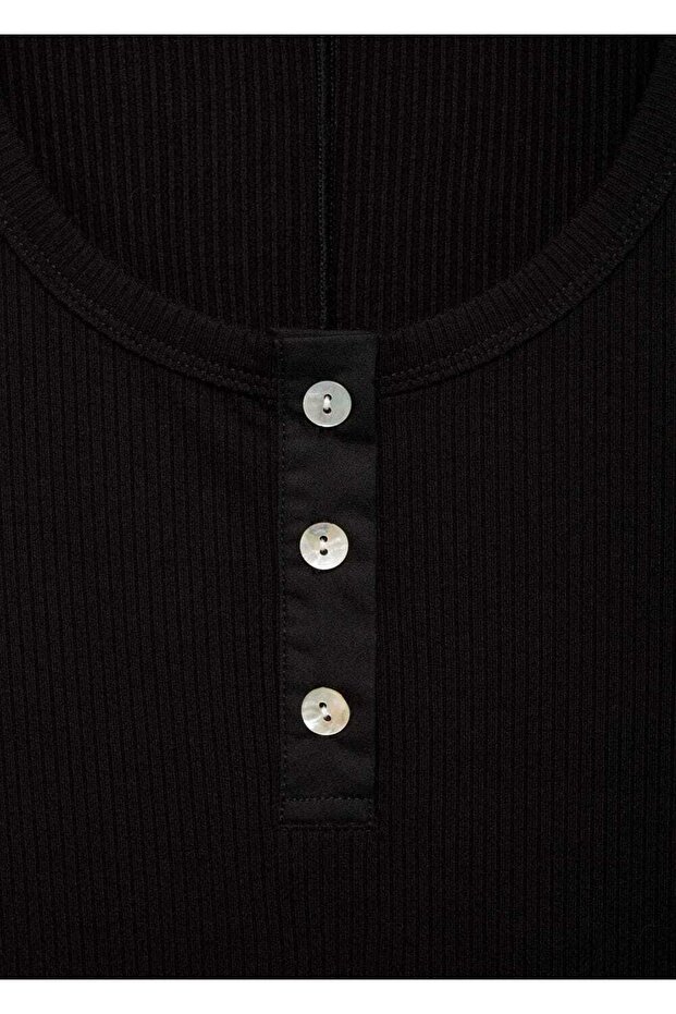 Fitilli dokuma düğmeli elbise - 6