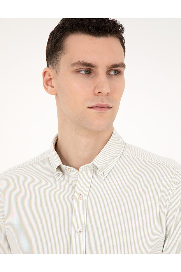 Green Slim Fit Long Sleeve Shirt 50284109 -Vr016