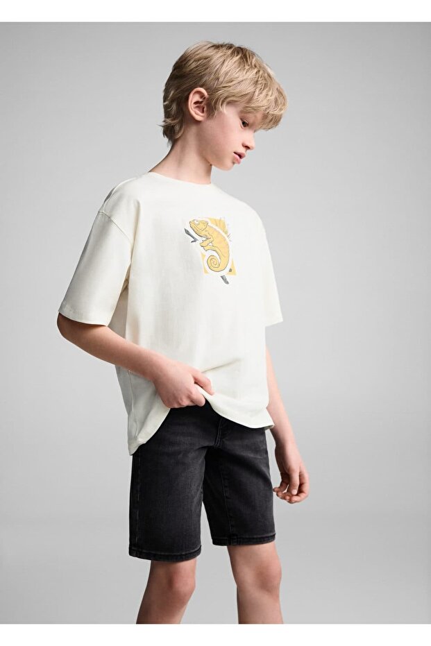 Slim fit kot bermuda şort - 1