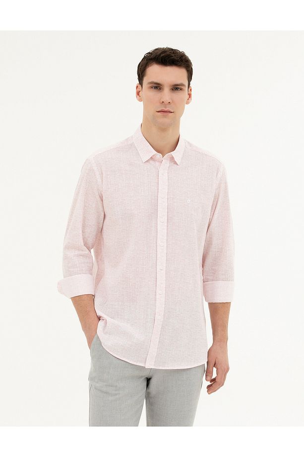 Açık Pembe Regular Fit Uzun Kollu Gömlek 50284926-VR078 - 1