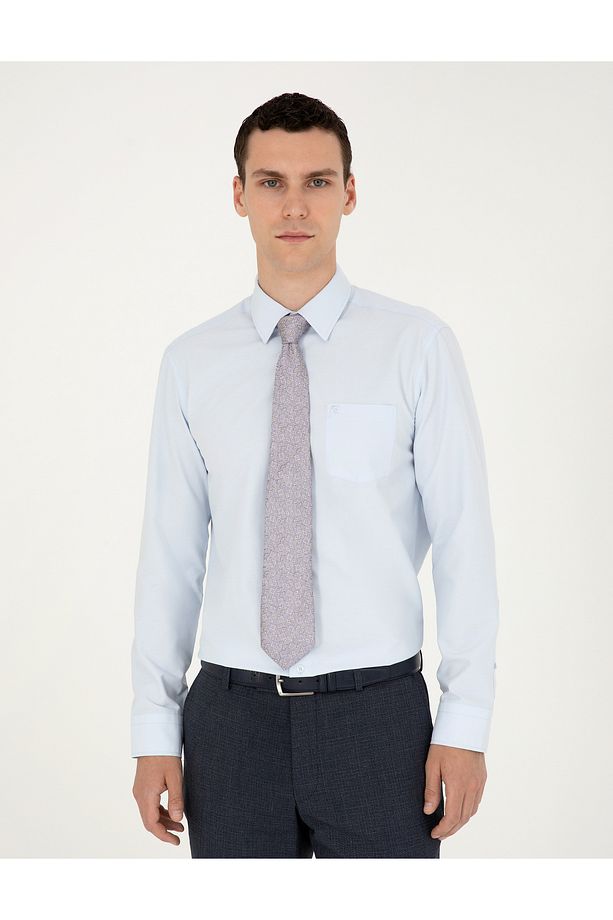 Açık Mavi Regular Fit Uzun Kollu Basic Gömlek 50285596-VR003 - 3