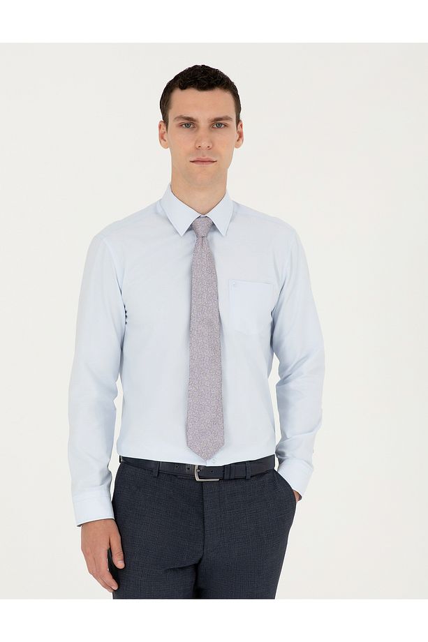 Açık Mavi Regular Fit Uzun Kollu Basic Gömlek 50285596-VR003 - 1