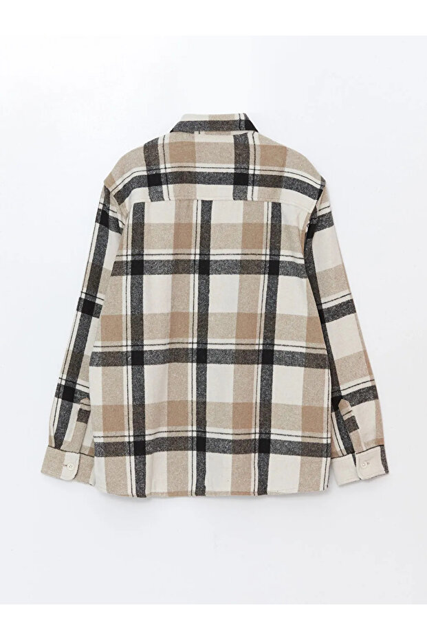 XSIDE Bej Regular Fit Uzun Kollu Ekose Erkek Oduncu Gömlek İMREX GLOBAL - 6