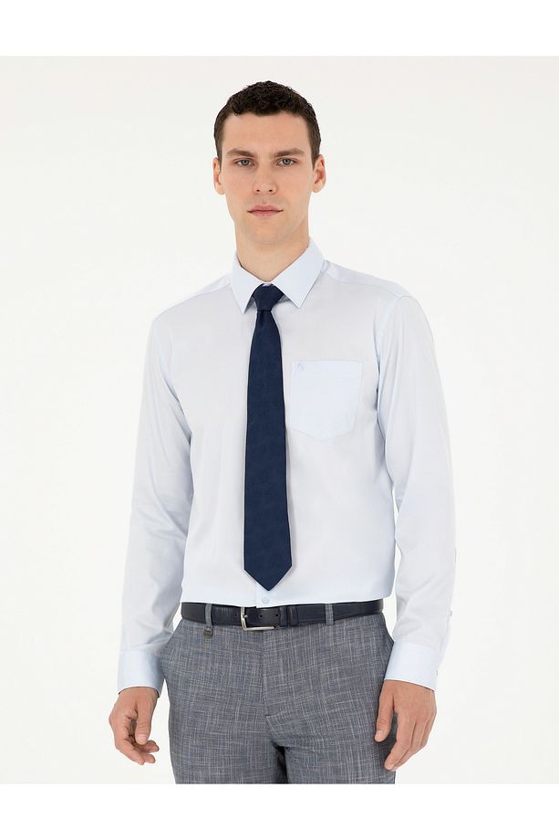 Açık Mavi Regular Fit Uzun Kollu Basic Gömlek 50286106-VR003 - 1