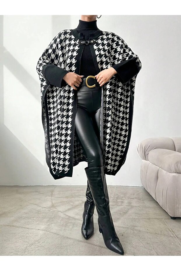 بونشو نسائي بنمط قدم الغراب - 5