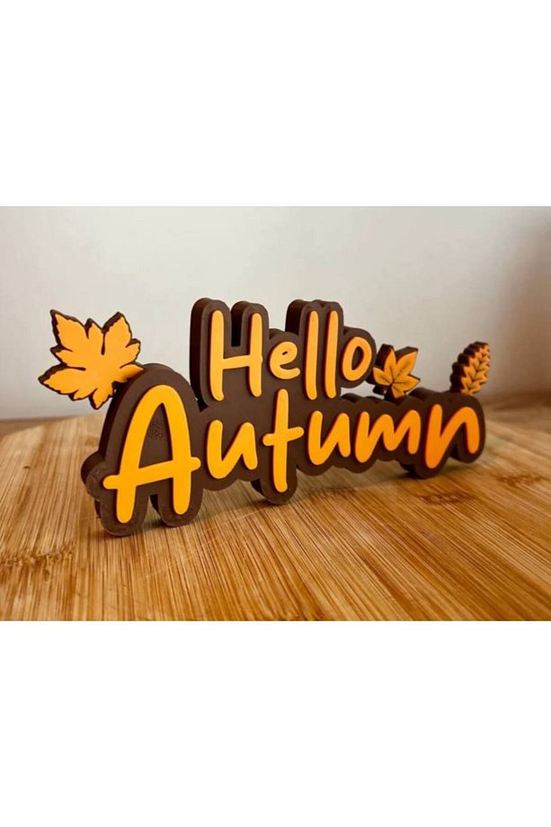 Hello Autumn Sign - Merhaba Sonbahar Dekor Tabela - Dekoratif Hediyelik - 2