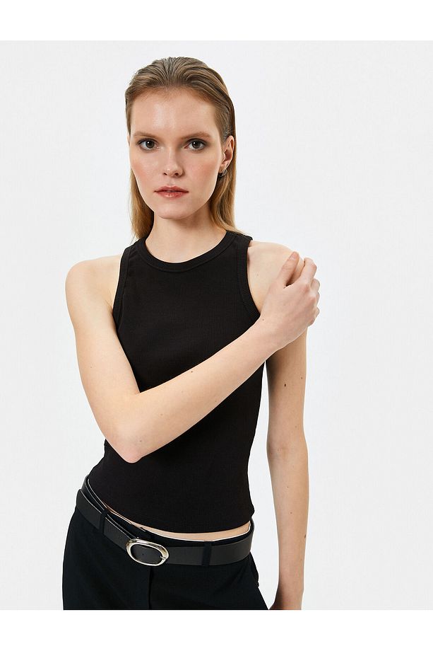 Halter Yaka Atlet Fitilli Basic Pamuklu - 1