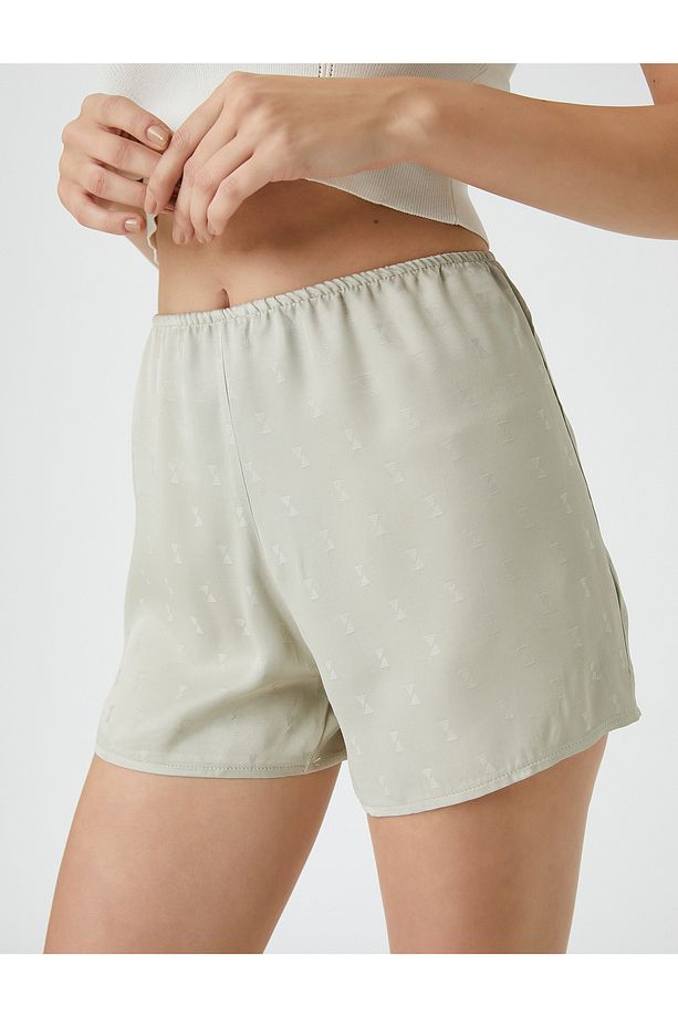 Pijama Altı Şort Dokulu Jakarlı Beli Lastikli - 5