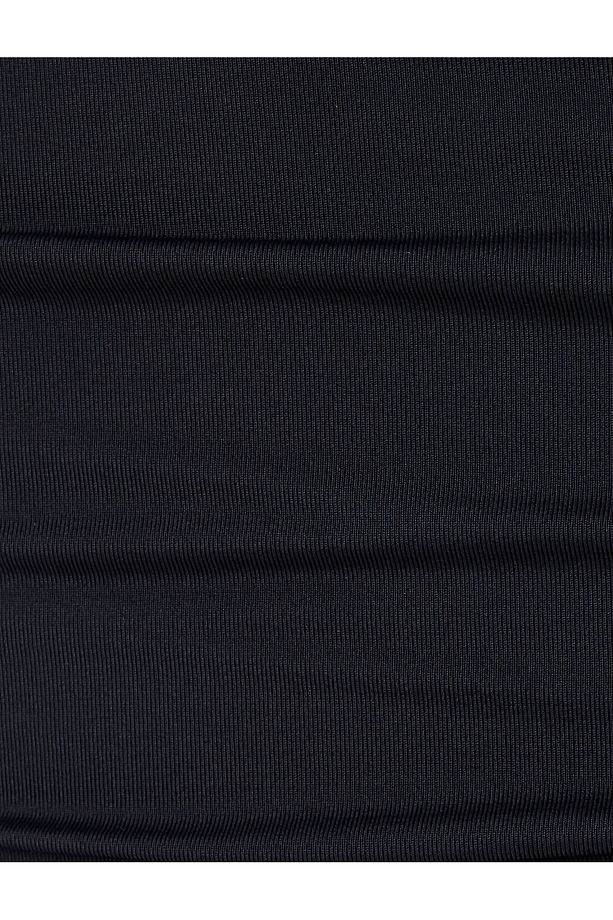 Midi Elbise Yırtmaçlı Pencere Detaylı Tek Omuz Askılı Drapeli Slim Fit - 6