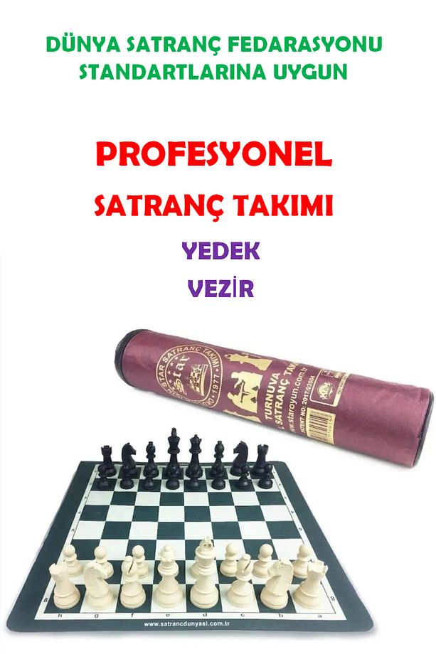 Çantalı Rulo Satranç Seti Takımı Büyük Boy 45x45cm Turnuva Satranç Takımı Okul Satranç Takımı - 1