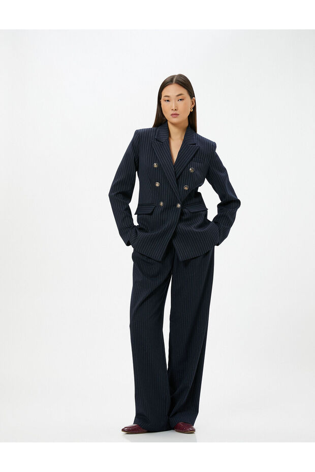 4sak50055uw Women's Jacket Navy Blue Striped