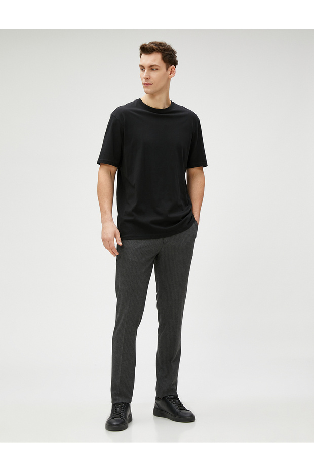 Woven Trousers Buttoned Pocket Detailed