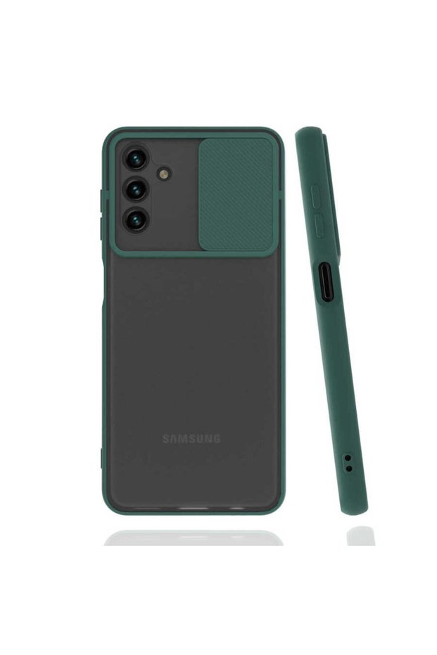 Galaxy A04S - Case Slide Sliding Back Frosted Cover Lens - Dark Green