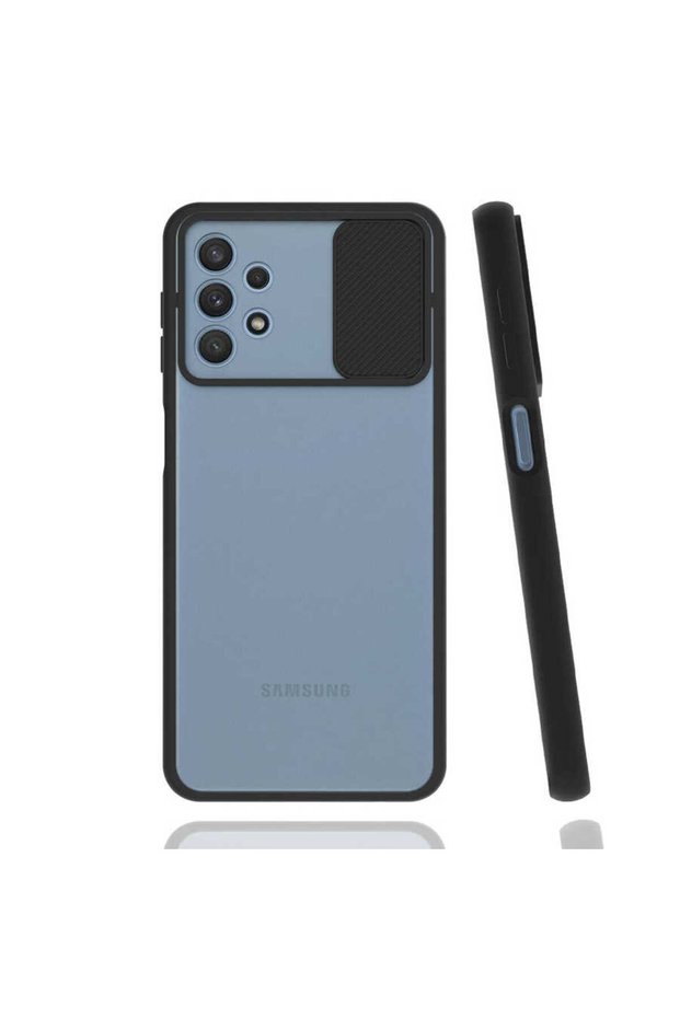 Galaxy A32 4g - Case Slide Sliding Back Frosted Lens Cover - Black