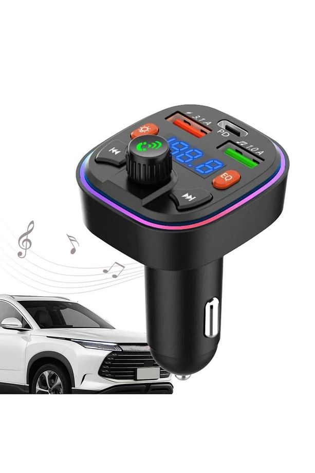 Bluetooth Araç Kiti Araç Fm Transmitter USB Type-C SD Kart MP3 PD Flash Için Uygun Çakmaklık Girişli - 3