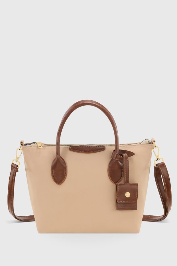 Retro Vintage Water Resistant Niche Design Crossbody Bag Cream-Brown