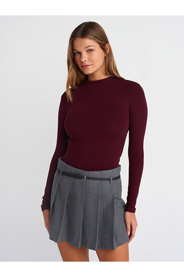 31433 Dik Yaka Top-Bordo - 1