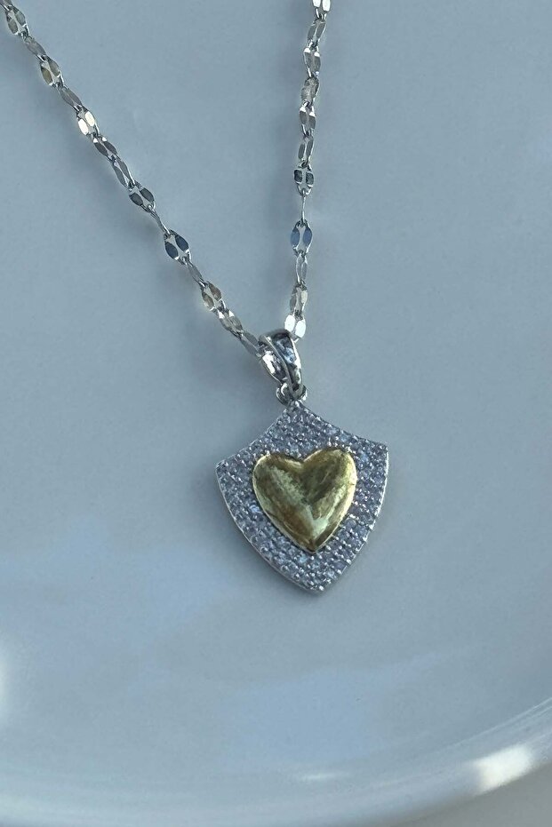 Çelik Pullu Rozet Kolye - 2