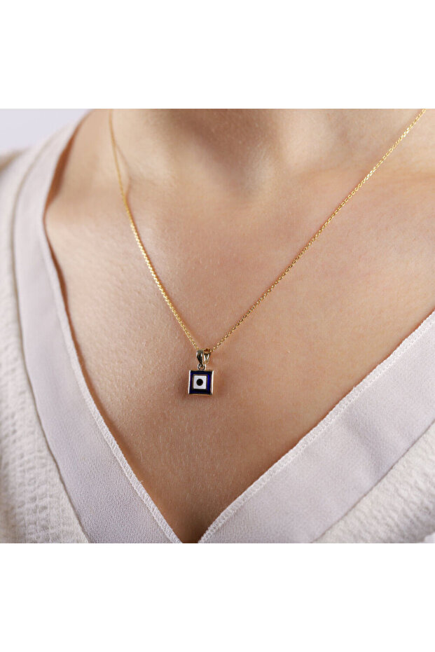 14 Ayar Nazarlık Altın Kolye Mine Minimal - 1