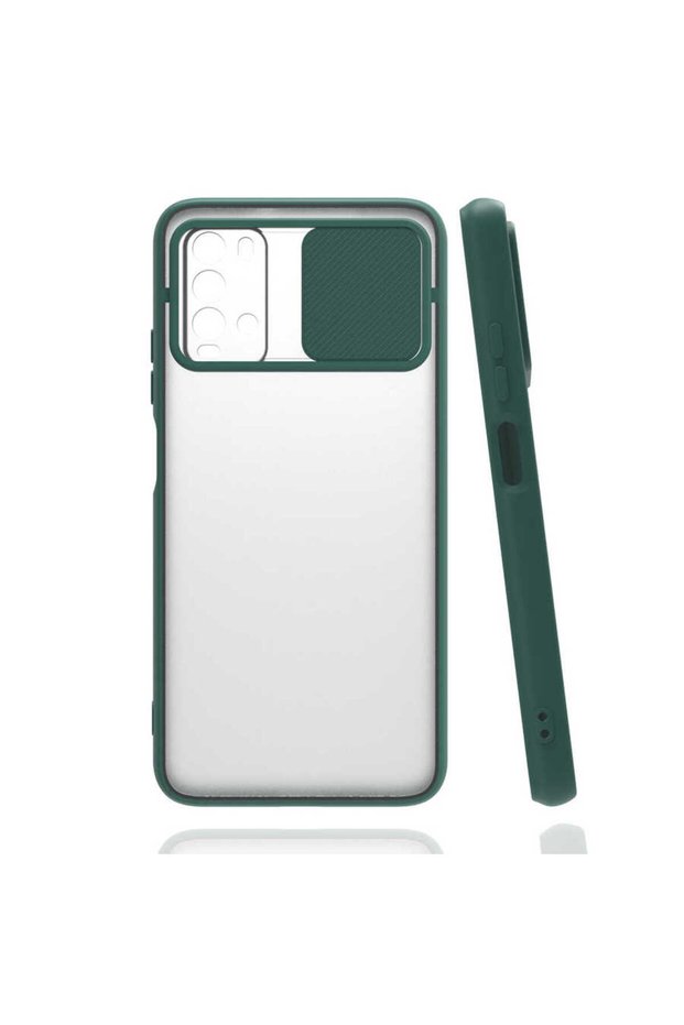 Xiaomi Redmi 9t - Case Slide Sliding Back Frosted Lens Cover - Dark Green