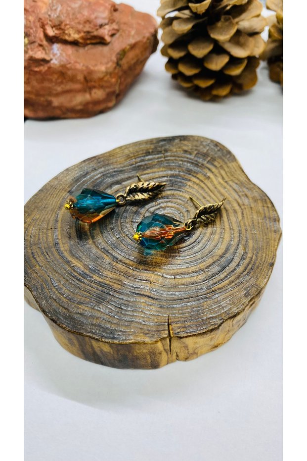 Crystal Cut Earrings with Handmade Brass Apparatus