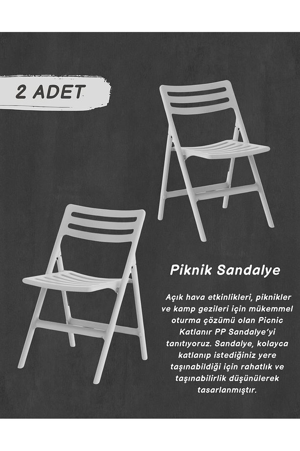 PİKNİK KATLANABİLİR SANDALYE 2 Li Set - 2