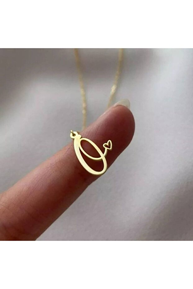 Altın Harf Kolye Kalp Form 14K - 1