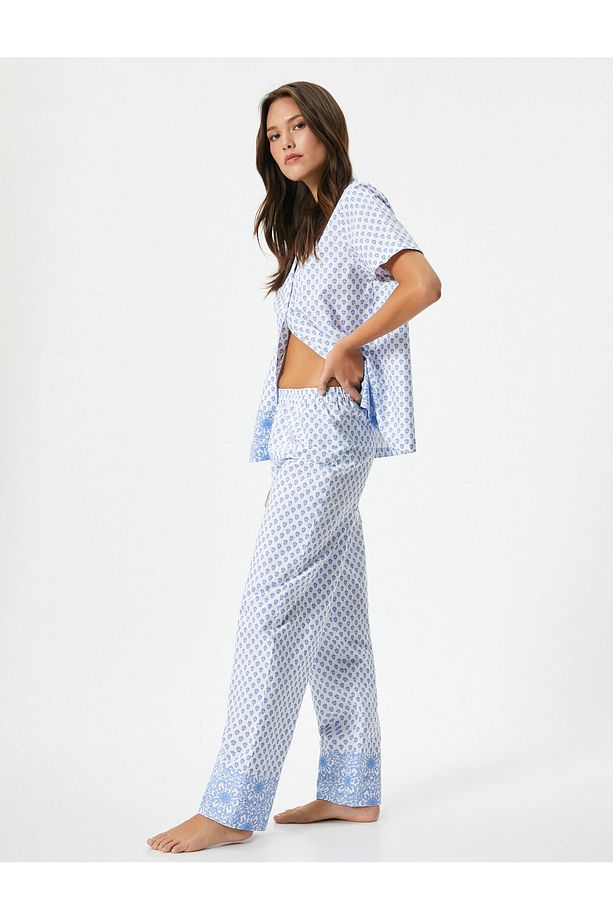 Pijama Altı Desenli Düz Paça Pamuklu - 1