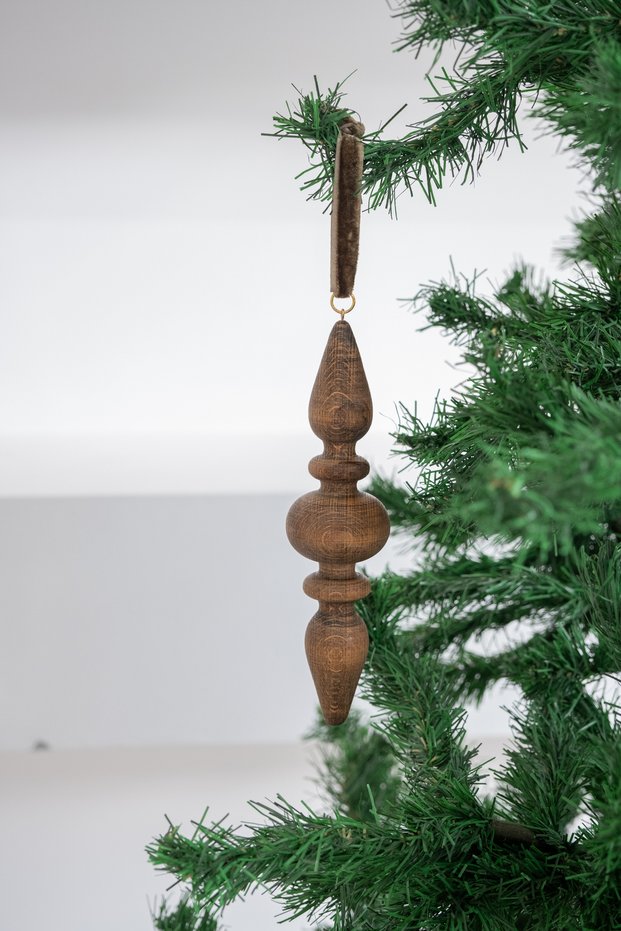 X Den.Interiors New Year's Vintage Wooden Pendant Lamp Christmas Tree Ornament