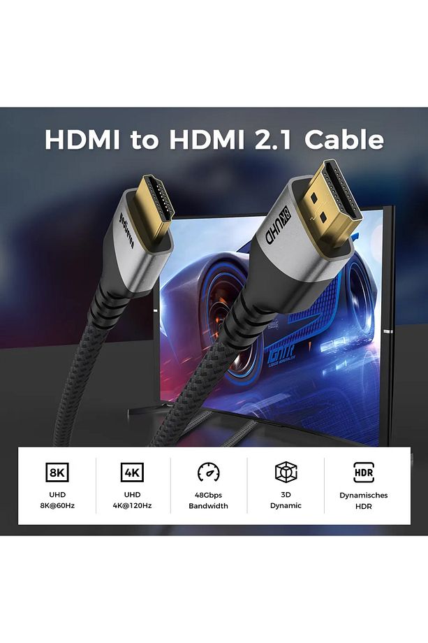 Hdmı 2.1 Görüntü Aktarma Kablosu 240hz Destekli Ps5 Notebook 8k@60hz Uhd 48gbps 1 Metre - 5