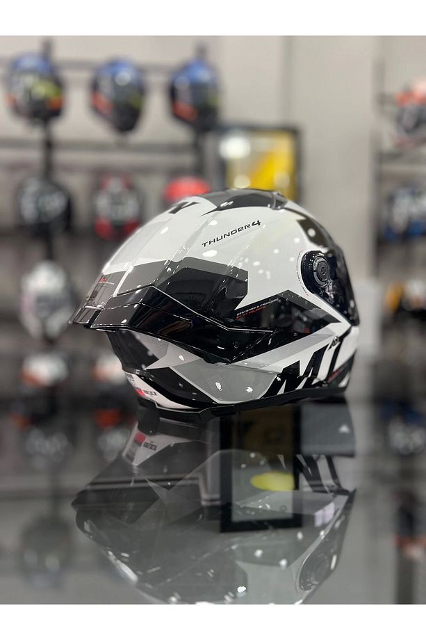 Helmets Thunder 4 Exeo Siyah Beyaz Şeffaf Vizör - 4