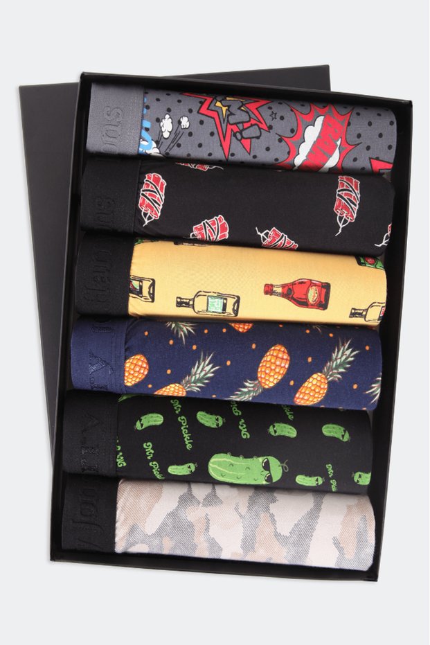 Men's 6-Piece Patterned Colorful Cotton Premium Pack Boxers