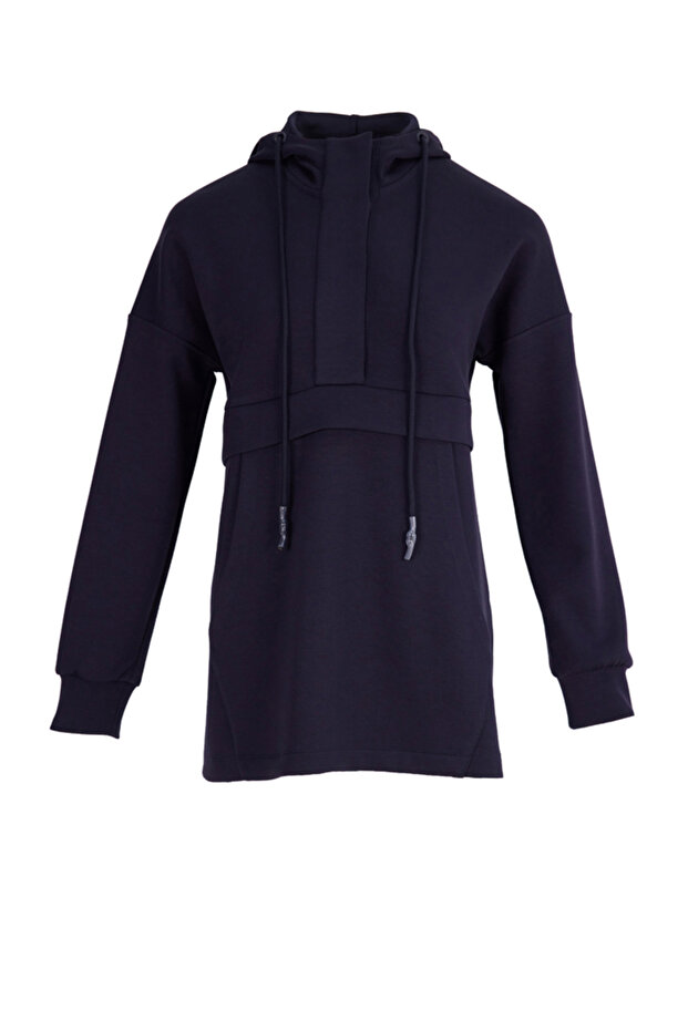 Kapüşonlu Örme Spor Sweat - 1