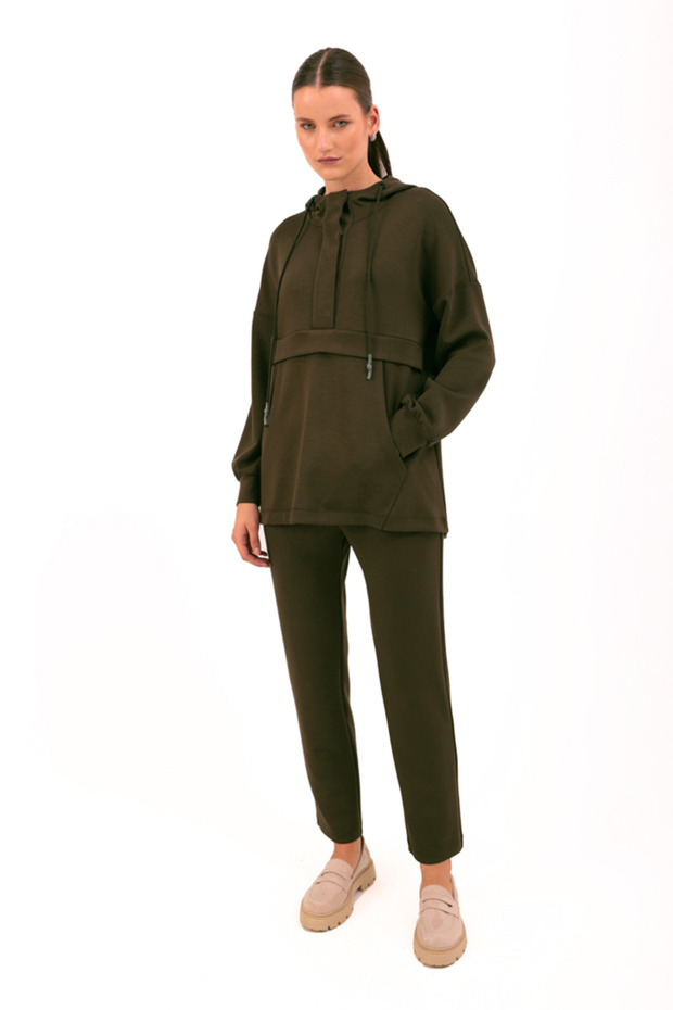 Kapüşonlu Örme Spor Sweat - 4