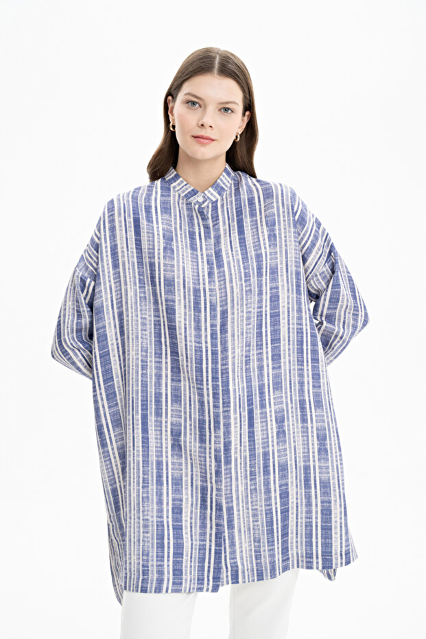 Keten Çizgili Tunik - 4