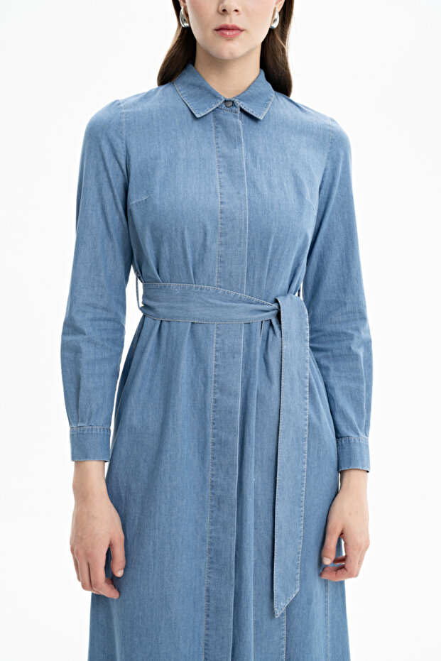 Jean Uzun Gömlek Elbise - 5