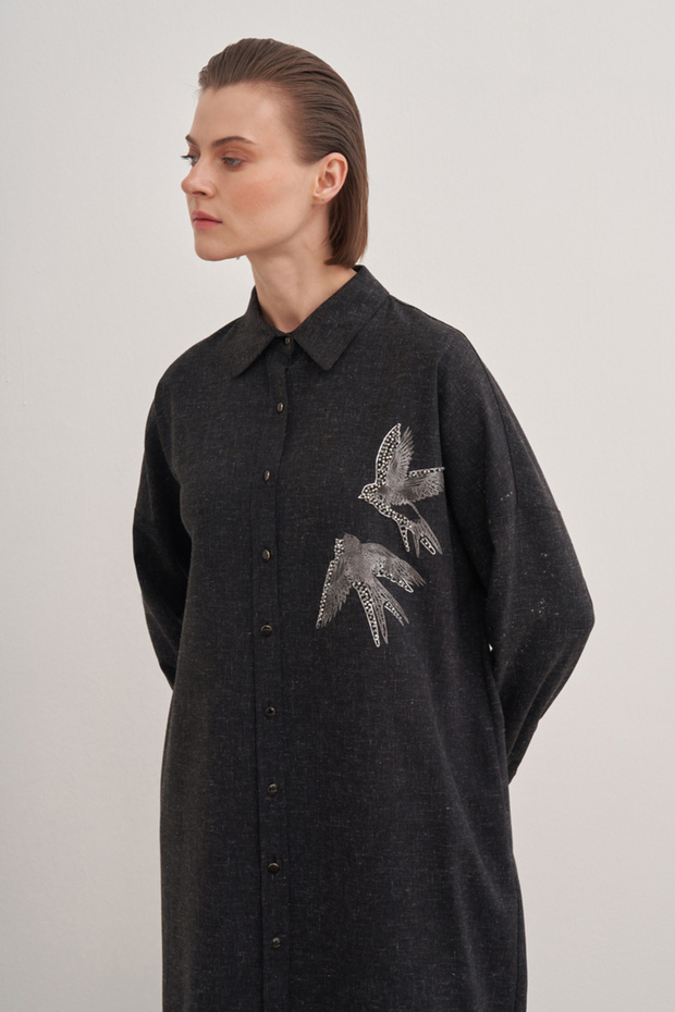 15252111 Kuş Baskılı Tunik - 5