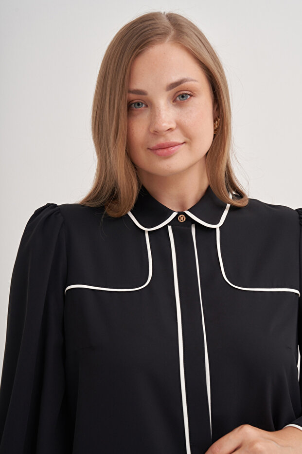 2671112 Kontrast Biyeli Bluz - 3