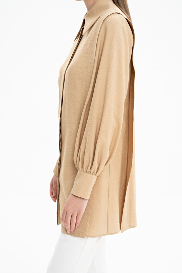 Geniş Yaka Keten Tunik - 5