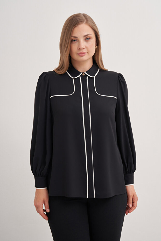 2671112 Kontrast Biyeli Bluz - 5