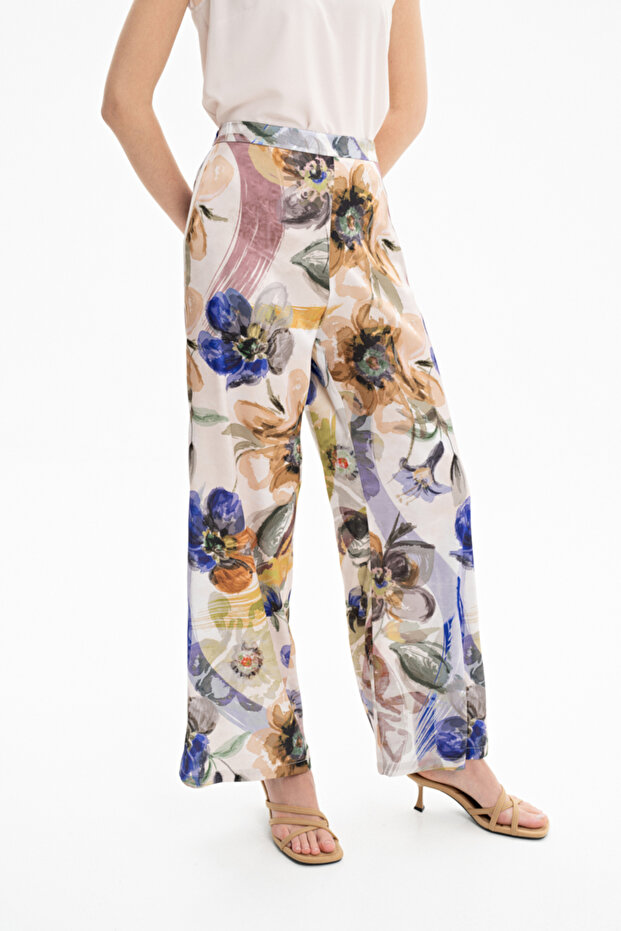 بنطلون منقوش بخصر خلفي مطاطي - 4