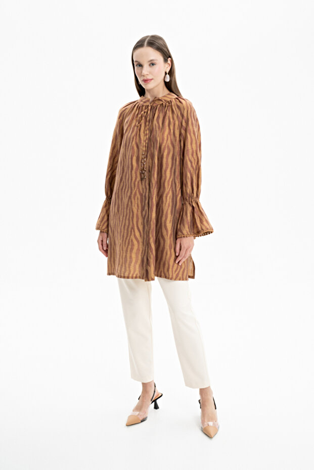 Zebra Desen Bağlamalı Tunik - 2