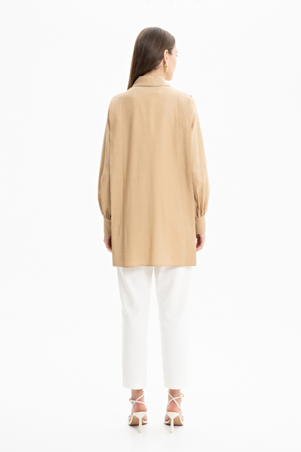 Geniş Yaka Keten Tunik - 4