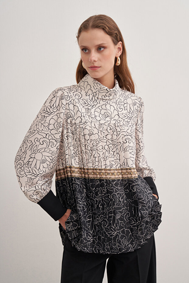 2248111 Çiçek Baskılı Bluz - 5