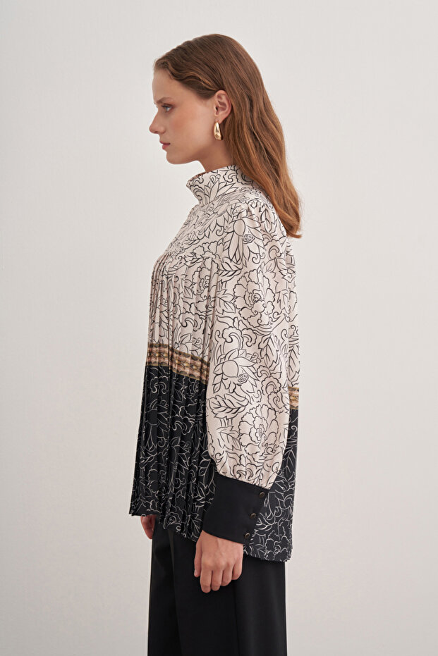 2248111 Çiçek Baskılı Bluz - 3