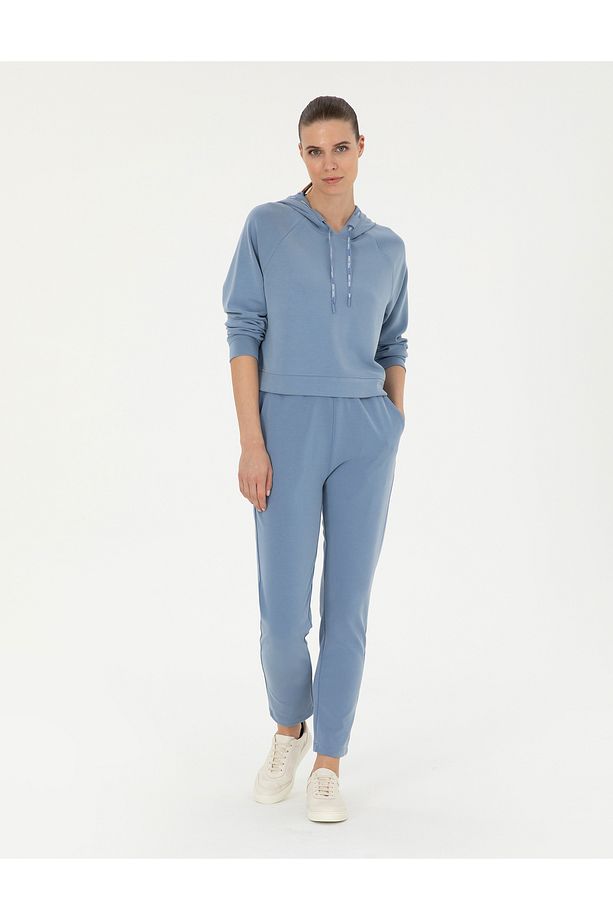 İndigo Regular Fit Modal Kumaş Crop Sweatshirt 50283339-VR028 - 4